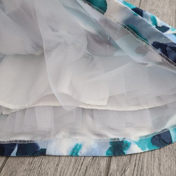 Gymboree Dressed Up Watercolor blue and teal floral party dress girls size 5 - Picture 7 of 12
